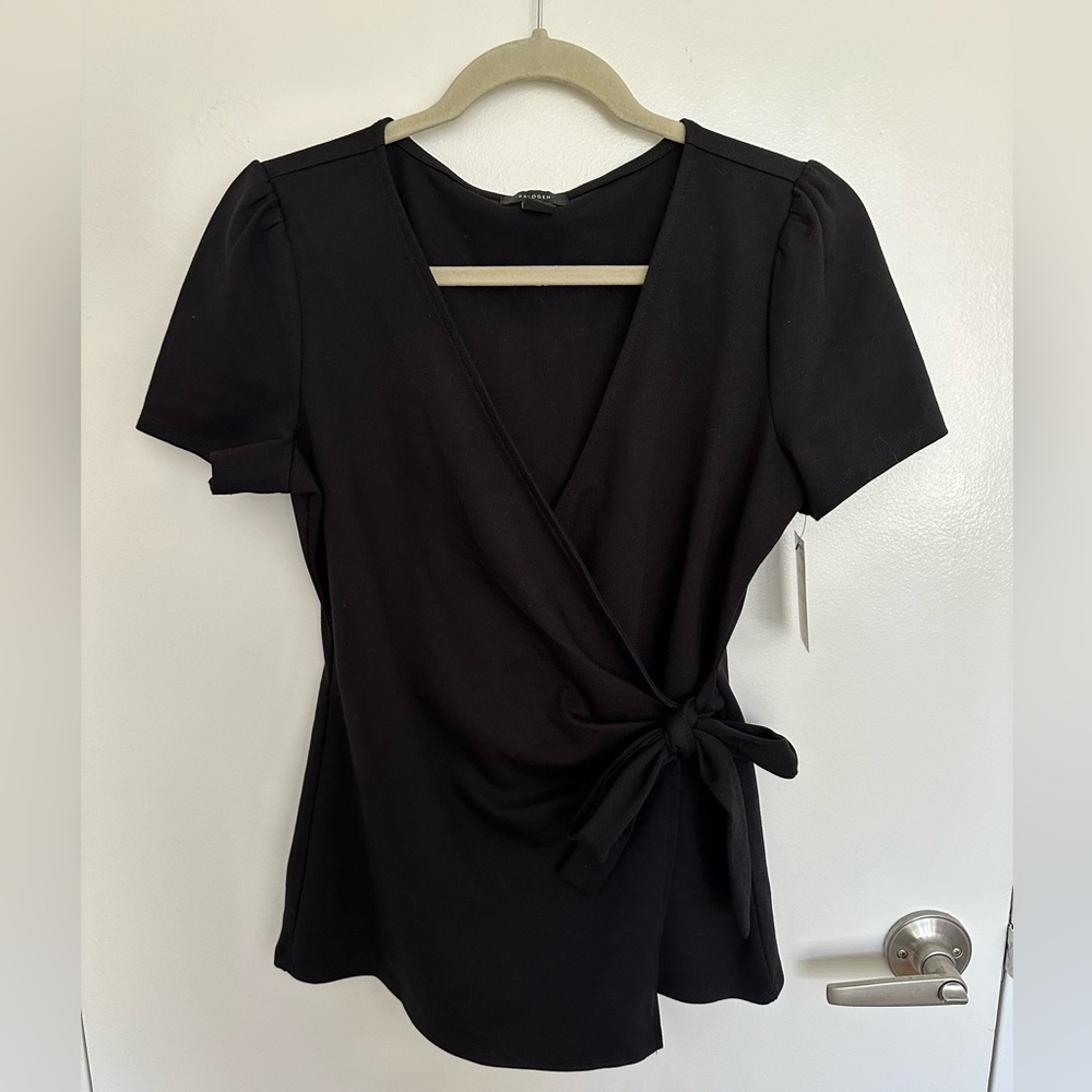 Halogen Black Short Sleeve Wrap Blouse